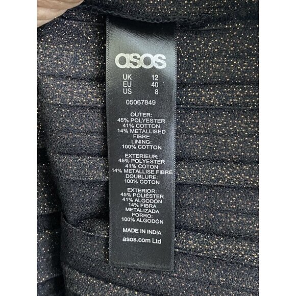 ASOS Womens Spaghetti Strap Dress Pleated Design in Metallic Bronze Size 8 - Picture 5 of 6